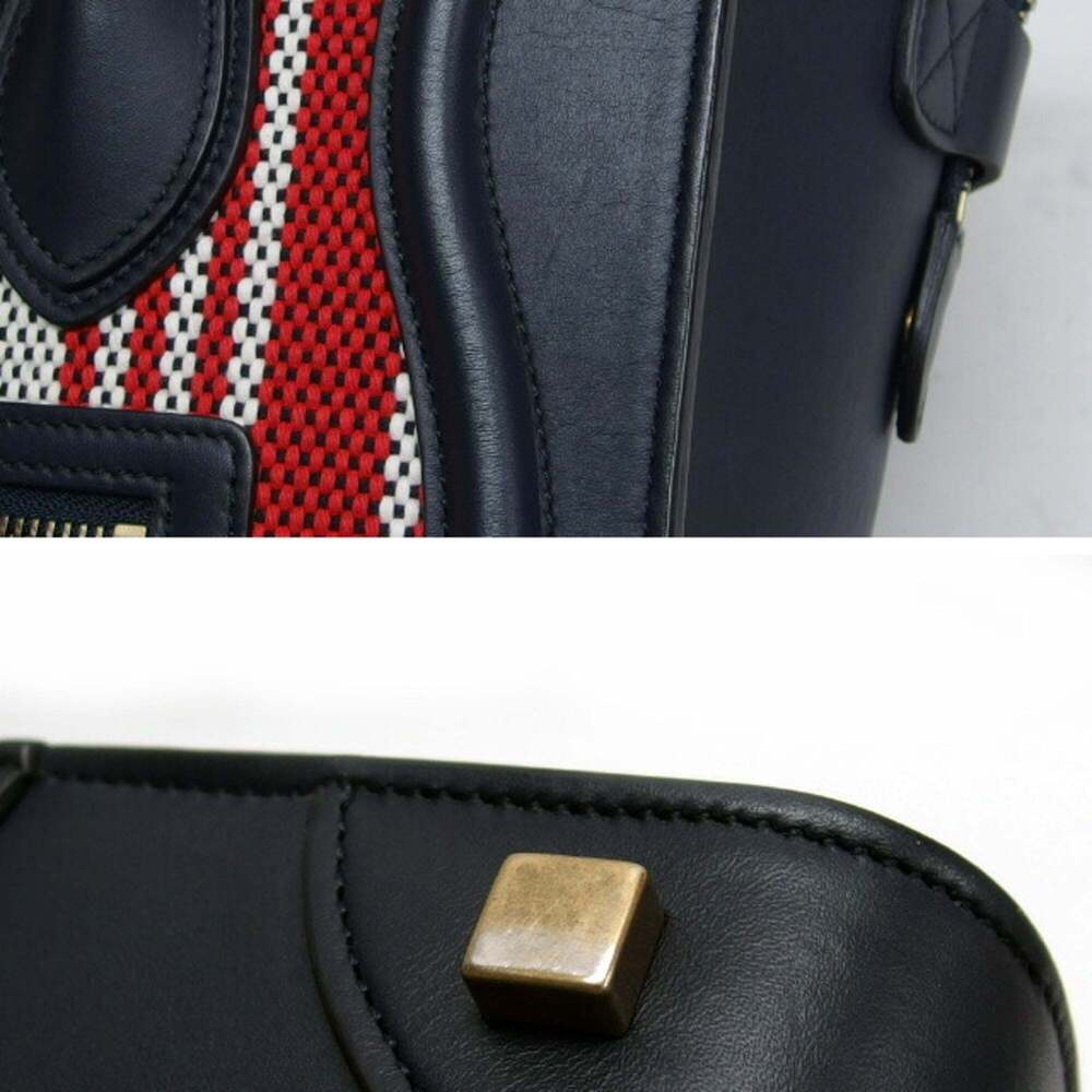 Celine Luggage Micro Shopper Striped Handbag Dark Navy - Picture 11 of 11